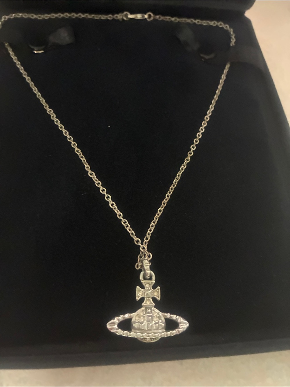 Vivienne Westwood Silver Grace Small Orb Pendant Necklace Pavé Crystal